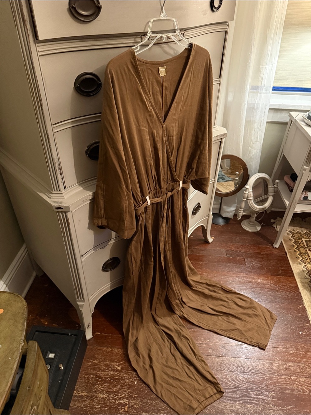 Free People Khaki Linen Blend One Piece Jumpsuit S - Picture 7 of 11